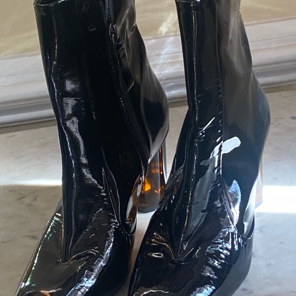 Designer Kurt Geiger London Stride 90 Bootie Shiny Black Patent Leather - Picture 6 of 11
